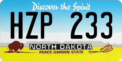 ND license plate HZP233