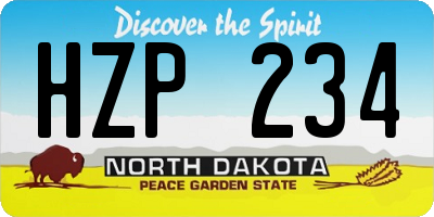 ND license plate HZP234