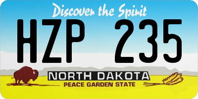 ND license plate HZP235