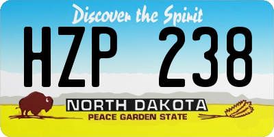 ND license plate HZP238