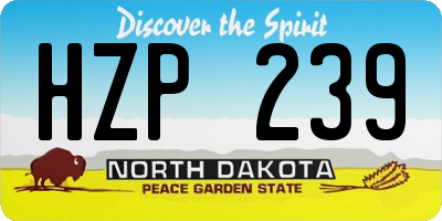 ND license plate HZP239