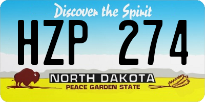 ND license plate HZP274