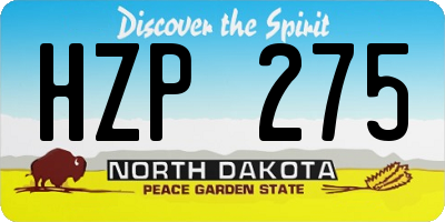 ND license plate HZP275