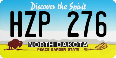 ND license plate HZP276