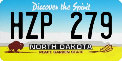 ND license plate HZP279