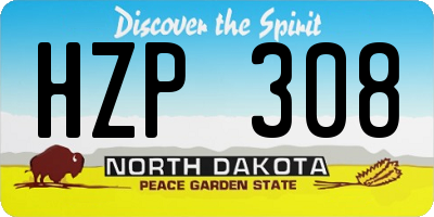 ND license plate HZP308