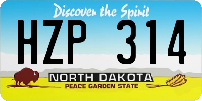 ND license plate HZP314