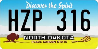 ND license plate HZP316