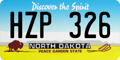 ND license plate HZP326