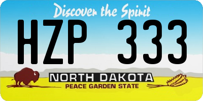 ND license plate HZP333