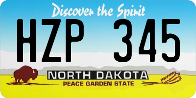 ND license plate HZP345