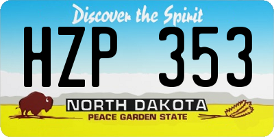 ND license plate HZP353
