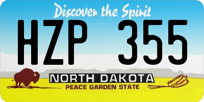 ND license plate HZP355