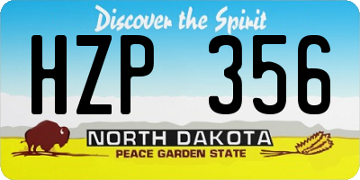 ND license plate HZP356