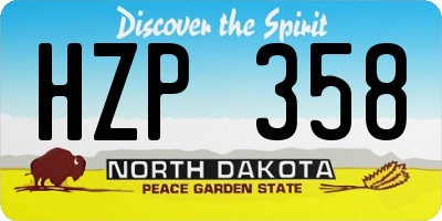 ND license plate HZP358