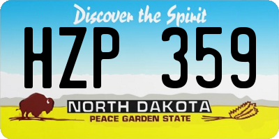 ND license plate HZP359