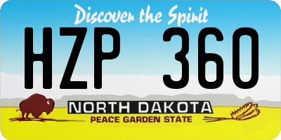 ND license plate HZP360