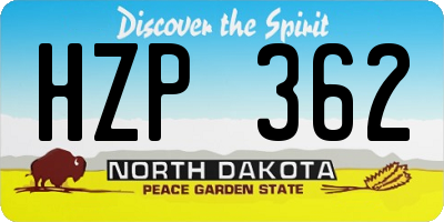 ND license plate HZP362