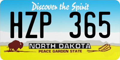 ND license plate HZP365