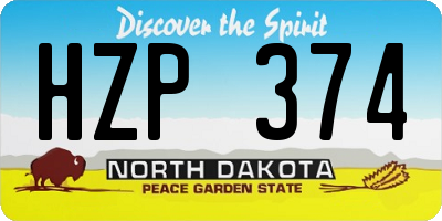 ND license plate HZP374