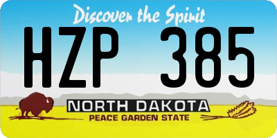 ND license plate HZP385