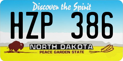 ND license plate HZP386