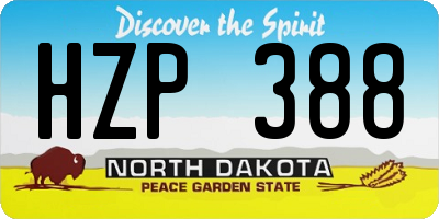 ND license plate HZP388