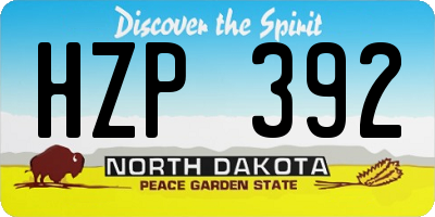 ND license plate HZP392