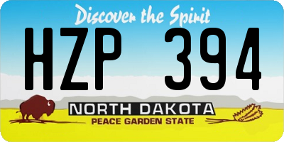 ND license plate HZP394