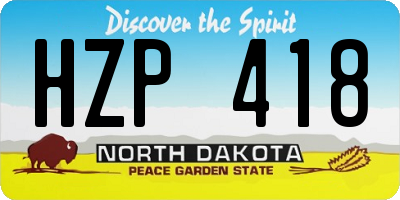 ND license plate HZP418