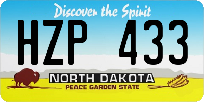 ND license plate HZP433