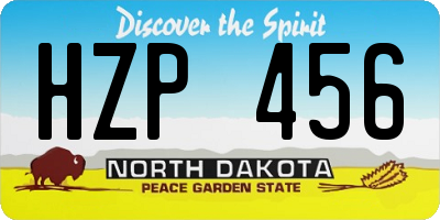 ND license plate HZP456