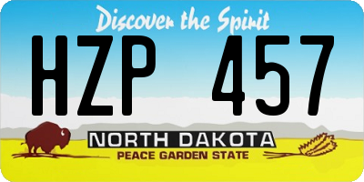 ND license plate HZP457