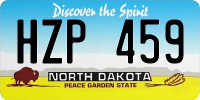 ND license plate HZP459