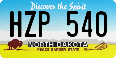 ND license plate HZP540