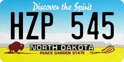 ND license plate HZP545