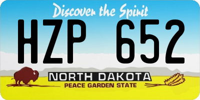 ND license plate HZP652