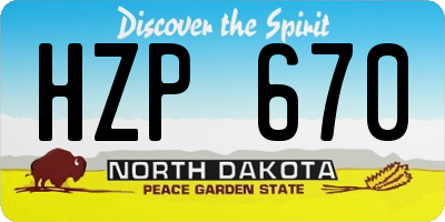 ND license plate HZP670