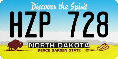 ND license plate HZP728