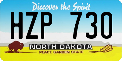 ND license plate HZP730