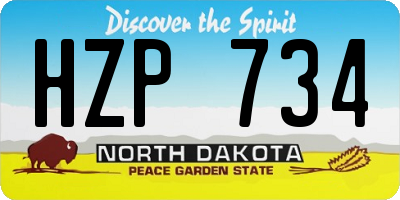 ND license plate HZP734
