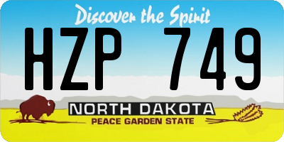 ND license plate HZP749