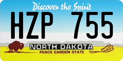 ND license plate HZP755