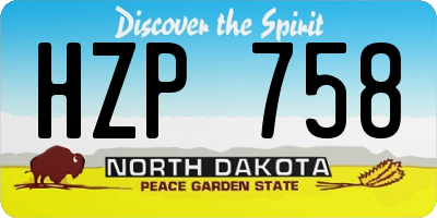 ND license plate HZP758