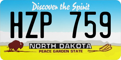 ND license plate HZP759