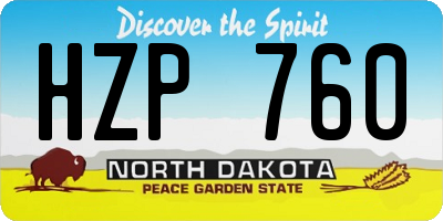 ND license plate HZP760