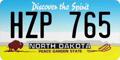 ND license plate HZP765