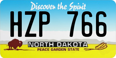 ND license plate HZP766