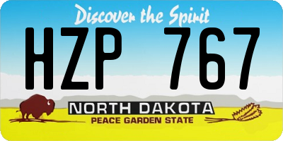 ND license plate HZP767