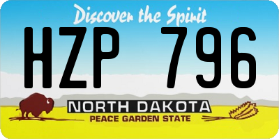 ND license plate HZP796